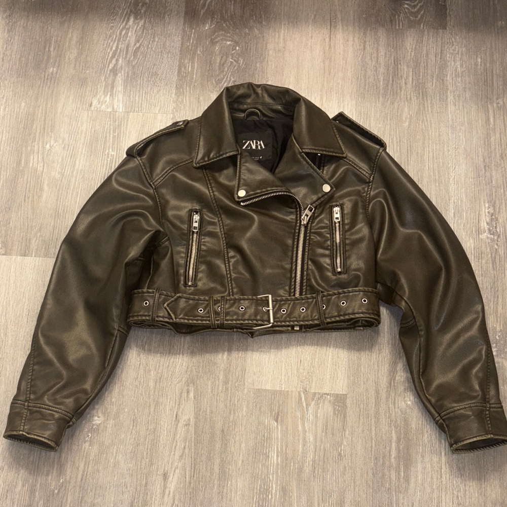 Zara Women's Dark Brown Leather Jacket